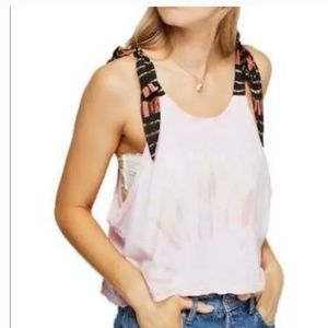 Free People-Koa pink tie die cropped tank- fun straps